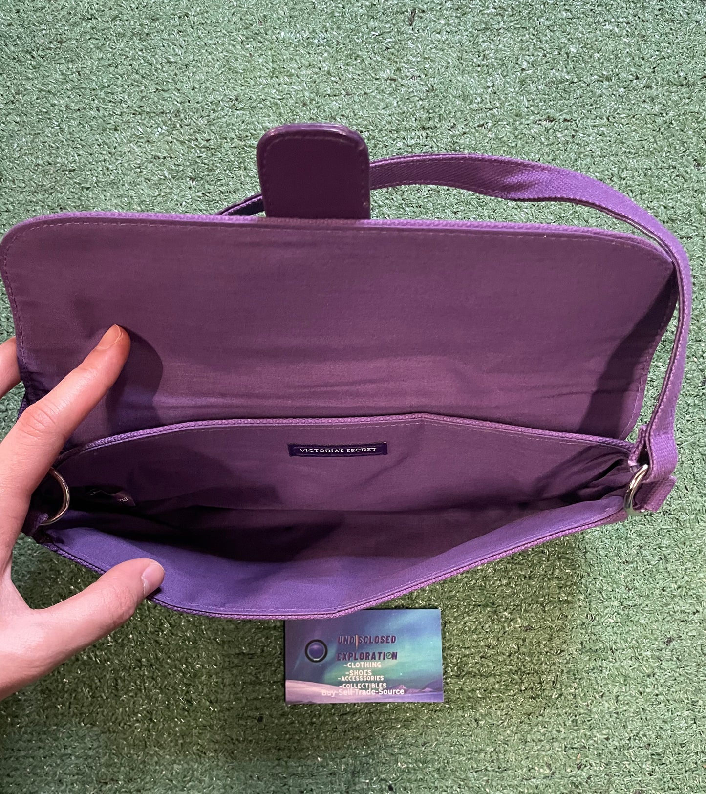 Victoria's Secret purple canvas mini baguette bag