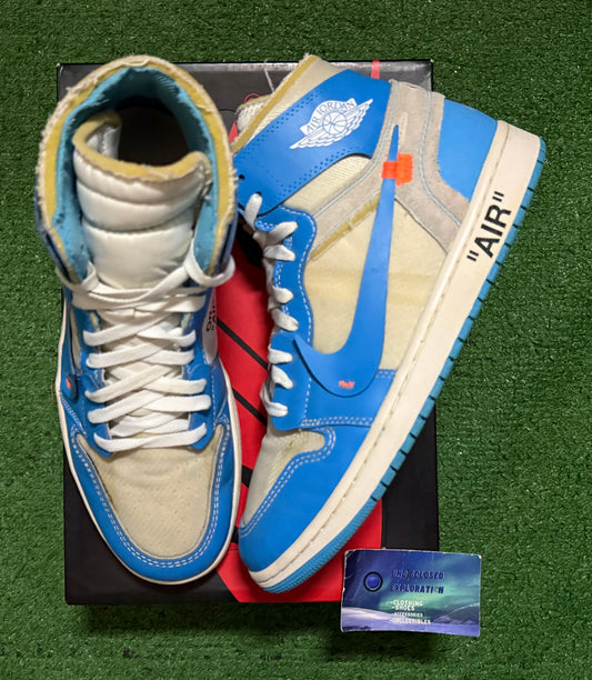 Jordan 1 Off White UNC University Blue 11 Men/12.5 Women “Preowned”