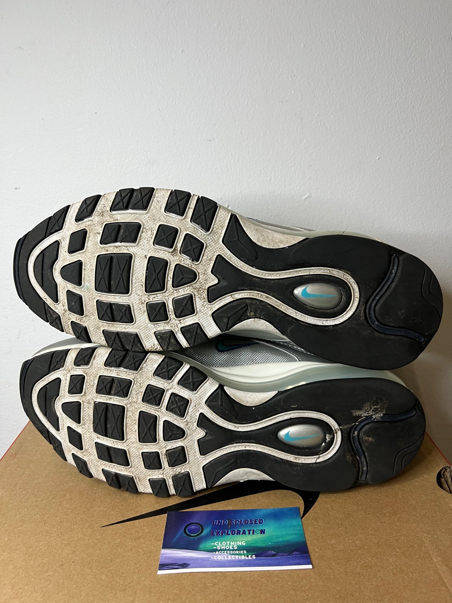 Nike air max 97 metallic silver chlorine blue size 9.5men/11women