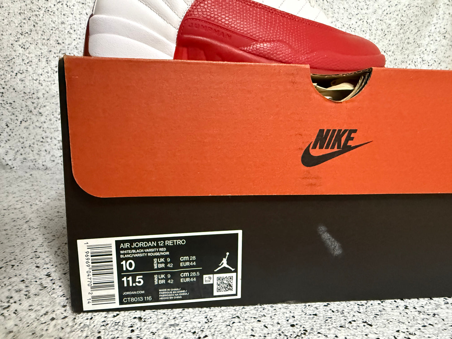Jordan 12 Cherry 10 Men/11.5 Women “Preowned”