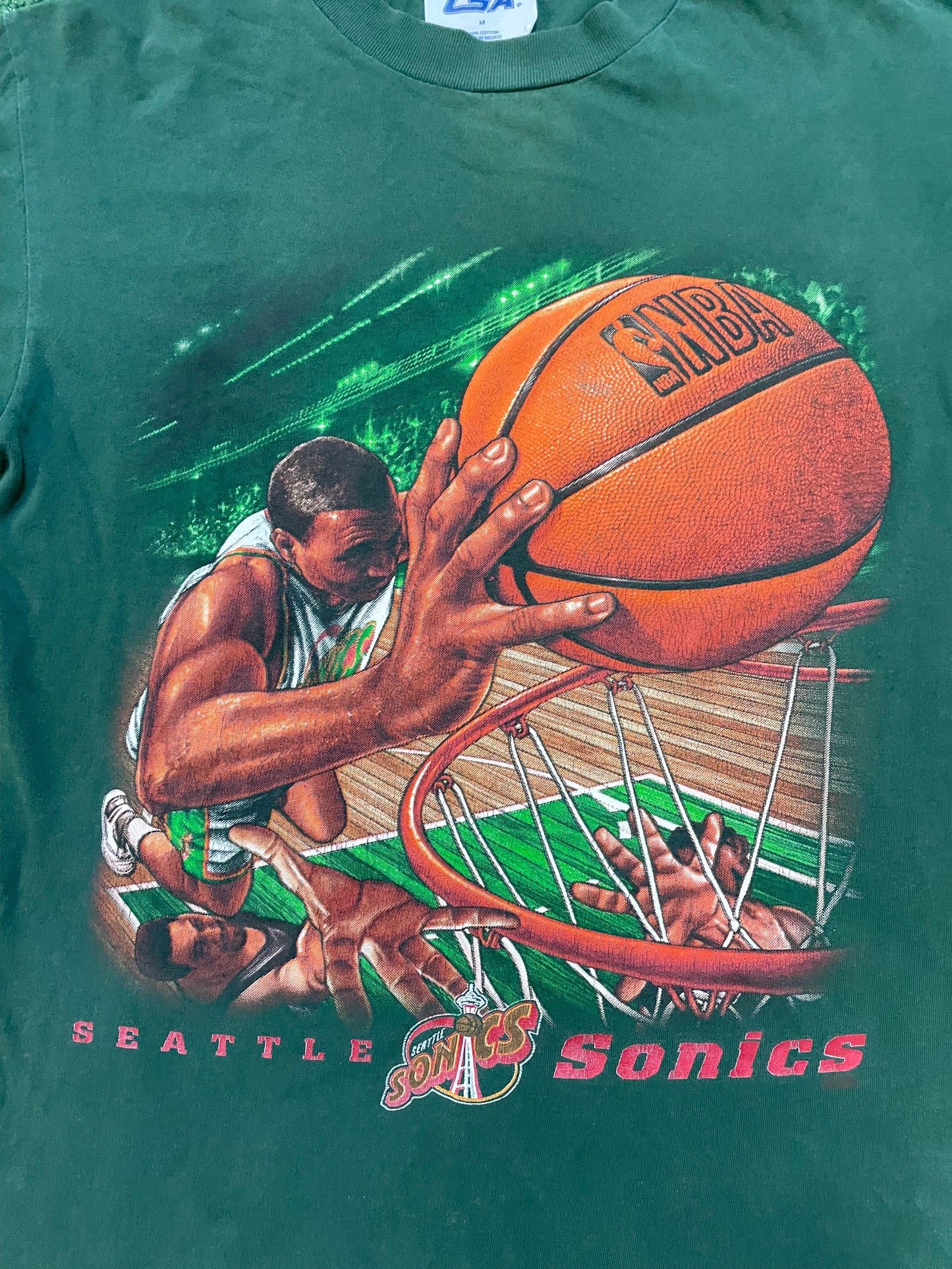 Vintage 1990s Seattle Sonics Slam dunk tee