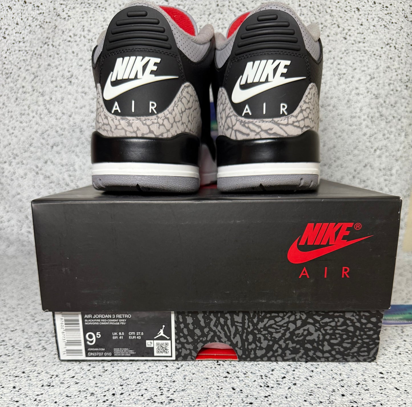 Jordan 3 Black Cement 9.5 Men/11 Women “Preowned”