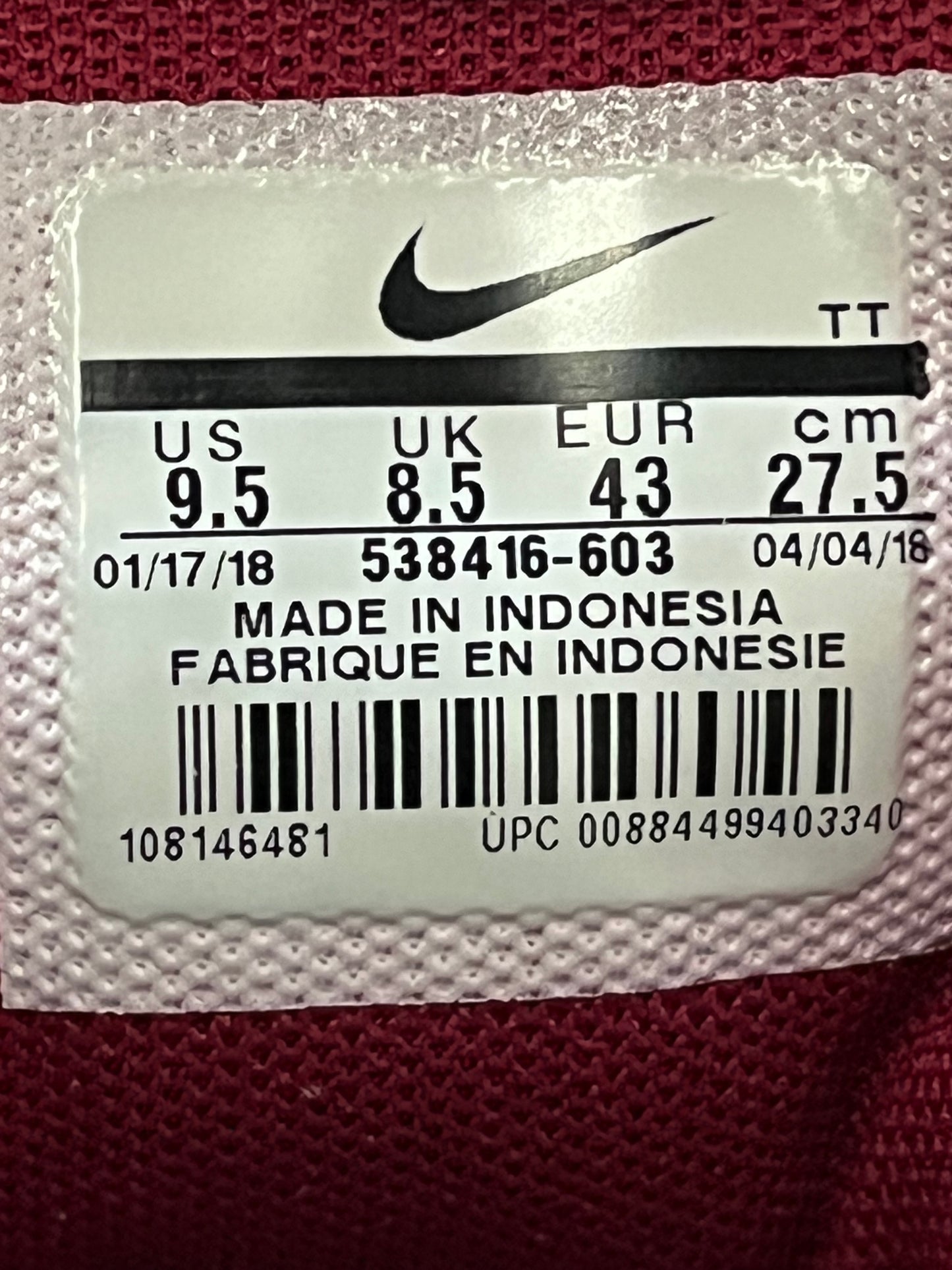 Nike Air Max 95 premium Red Crush size 9.5men/11women