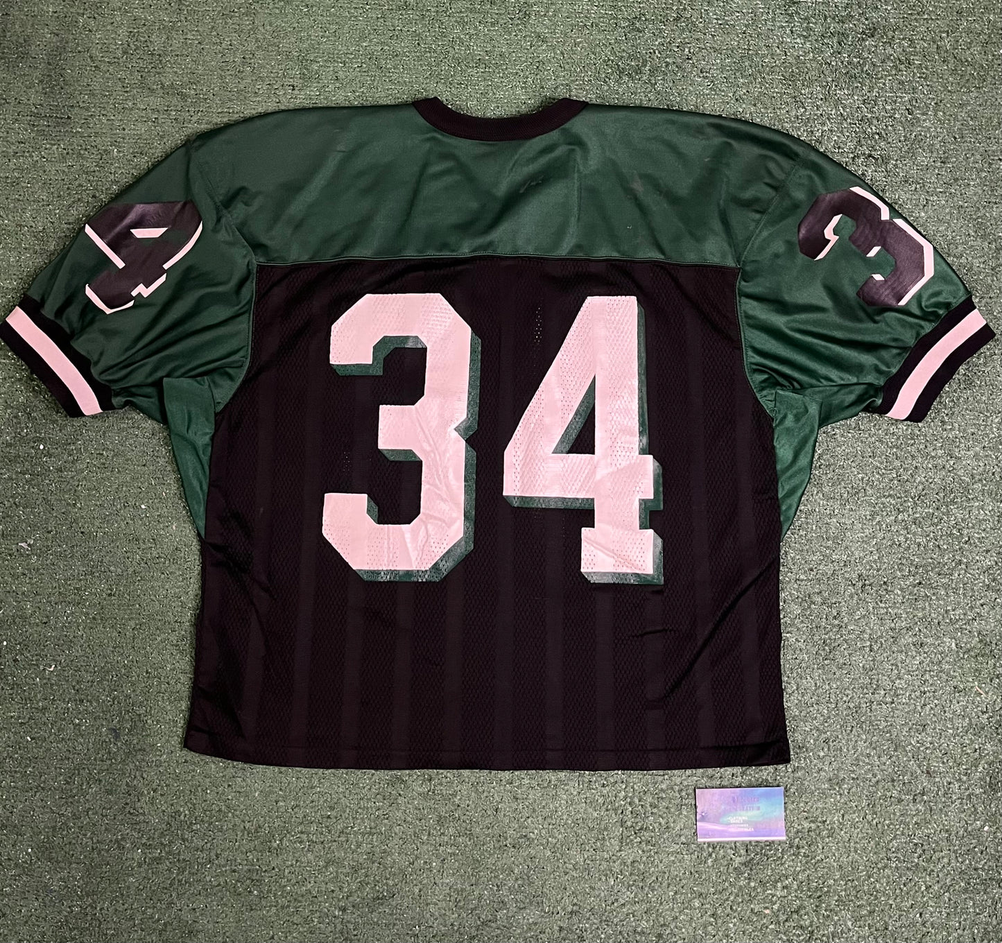 Vintage 1990s Rawlings black and forest green mesh football jersey