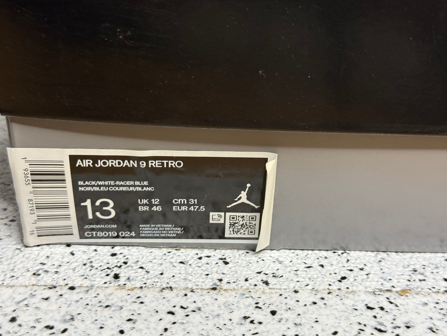 Jordan 9 Racer Blue 13 Men/14.5 Women “Preowned”