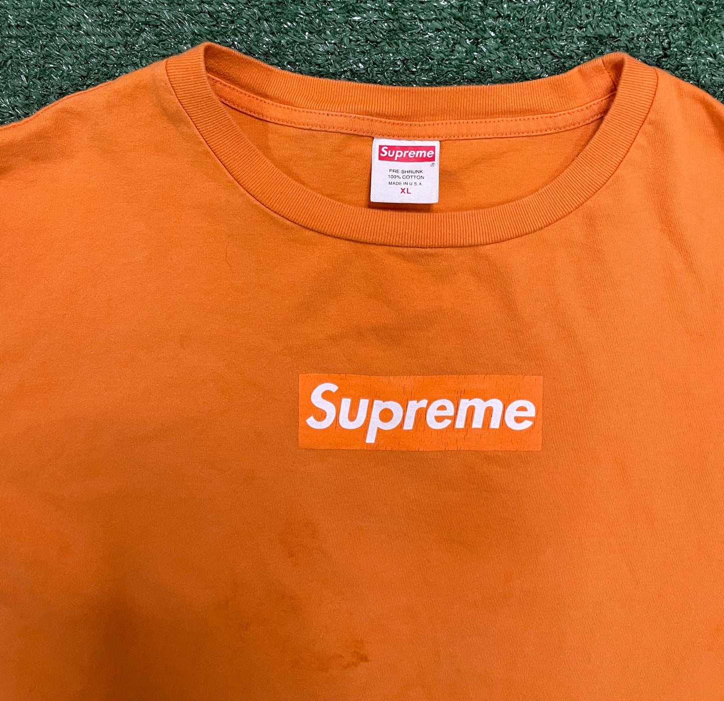 Supreme 2004 orange box logo short sleeve tee