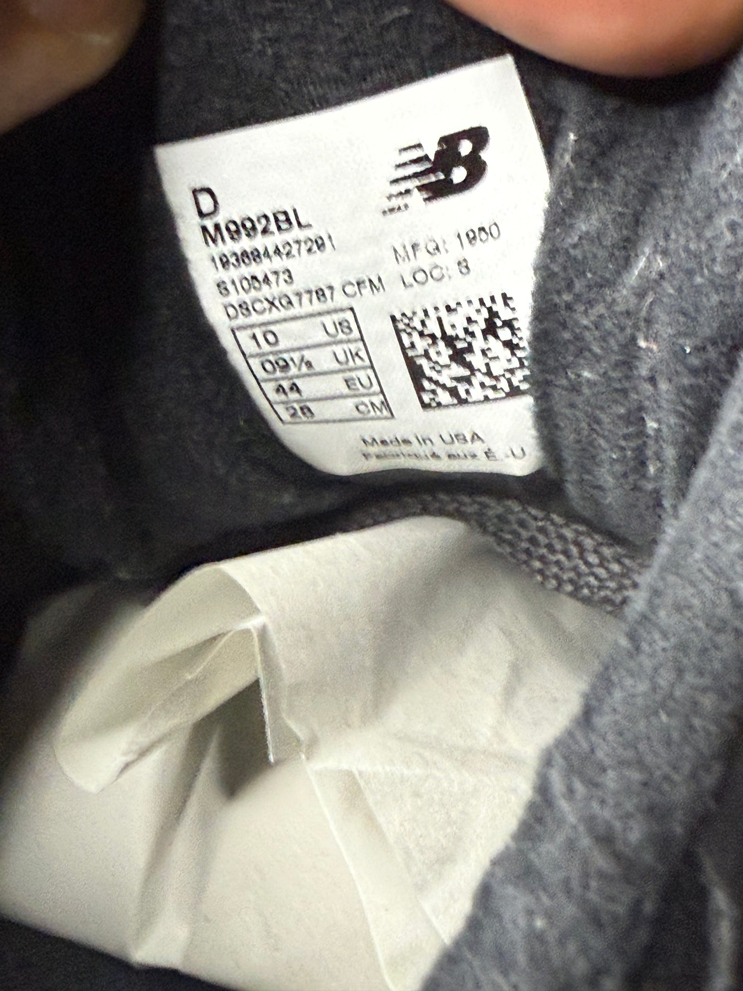New Balance 992 Black 10 Men/11.5 Women “Preowned”