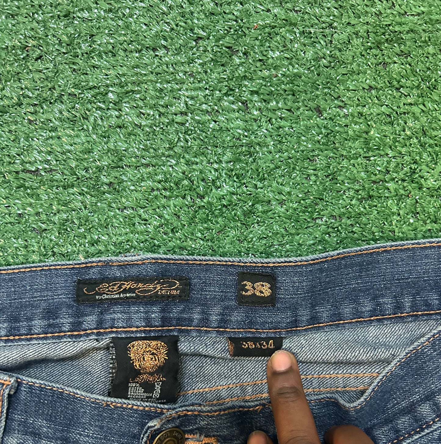 Vintage Ed Hardy eagle embroidered jeans