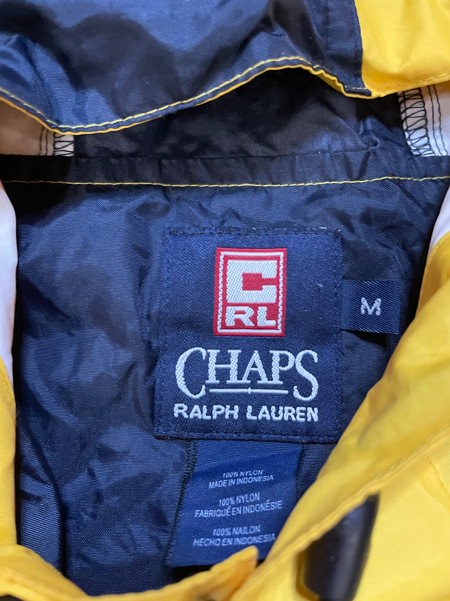 Vintage 1990s CHAPS Ralph Lauren yellow windbreaker jacket