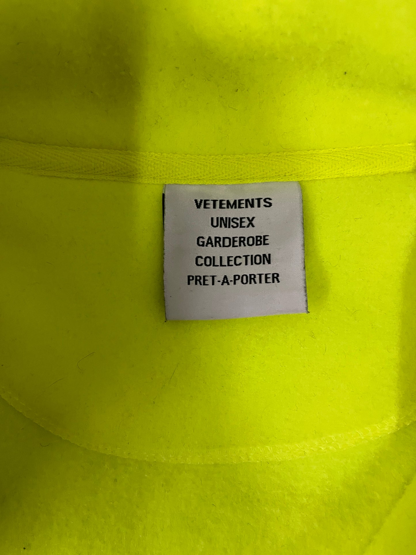 Vetements flou yellow fleece zip up jacket