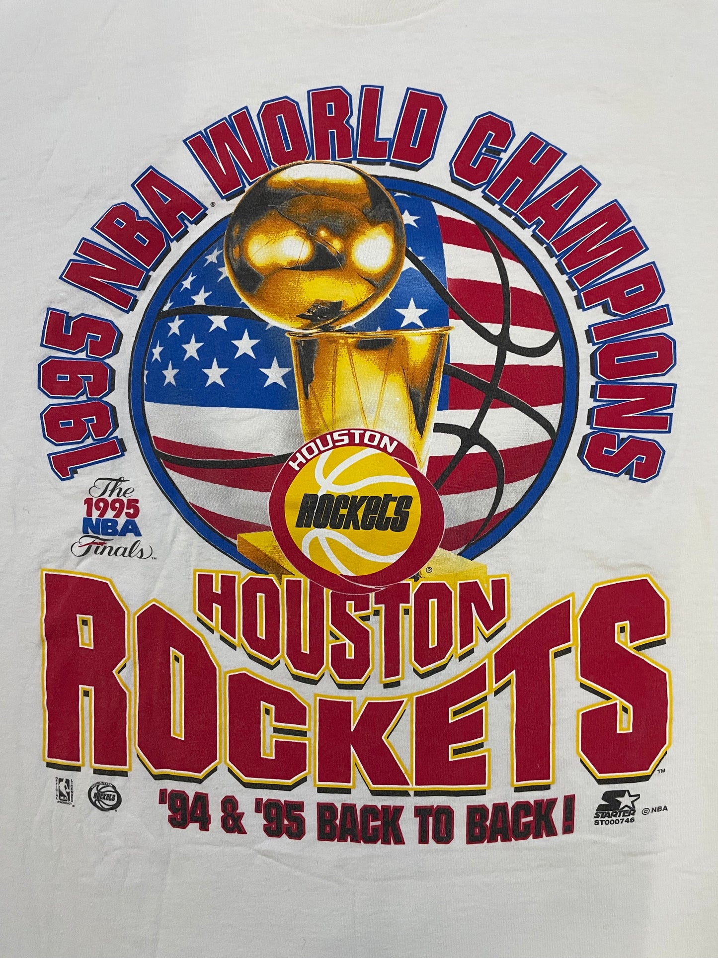 Vintage 1990s Houston Rockets NBA world champions back to back tee