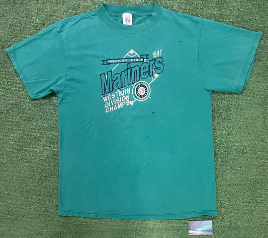 Vintage 1997 Seattle Mariners western division champions tee