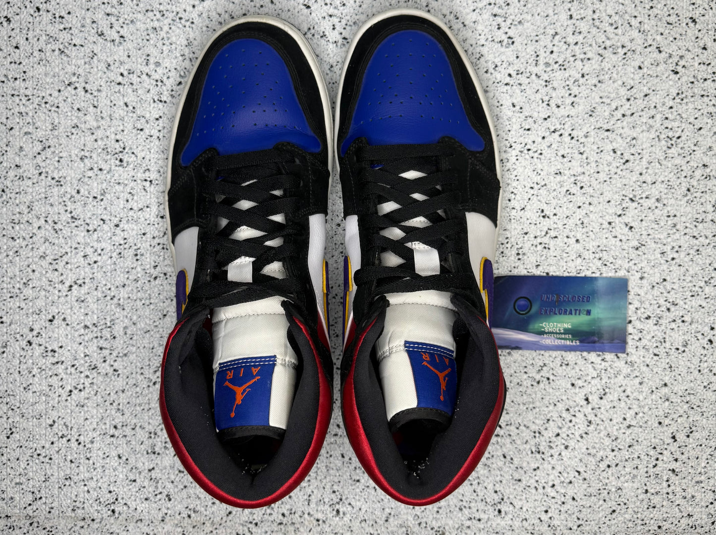 Jordan 1 Mid Lakers Top 3 9.5 Men/11 Women “Preowned”