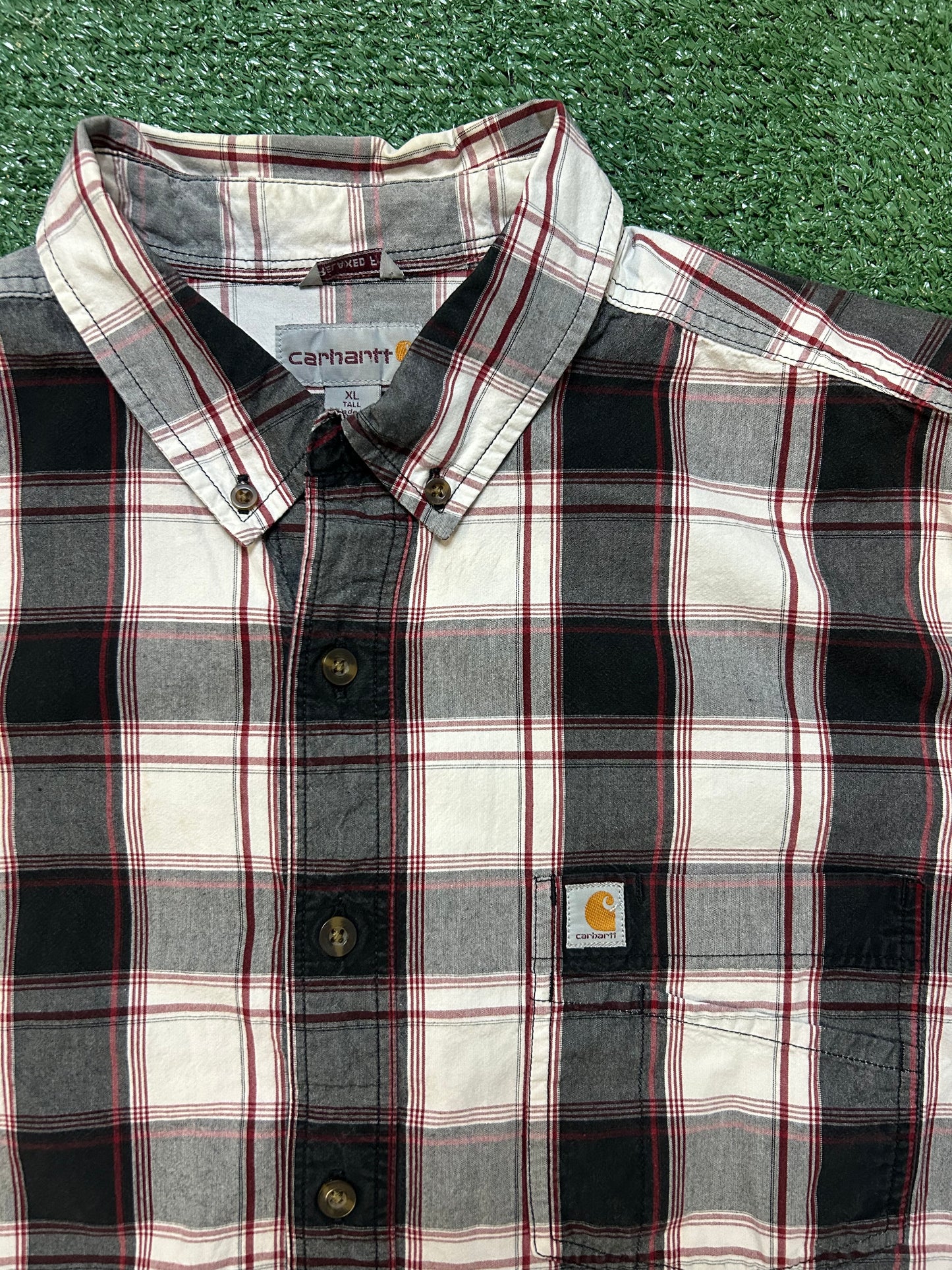 Carhartt black and white button up short sleeve