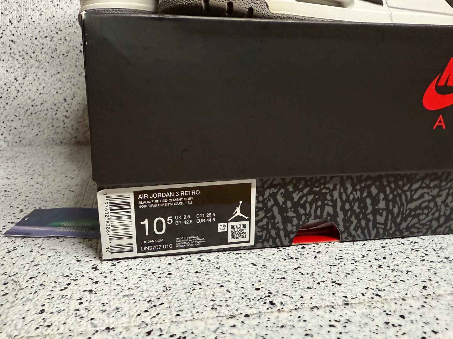 Jordan 3 Black Cement 2024 10.5 Men/12 Women “Preowned”
