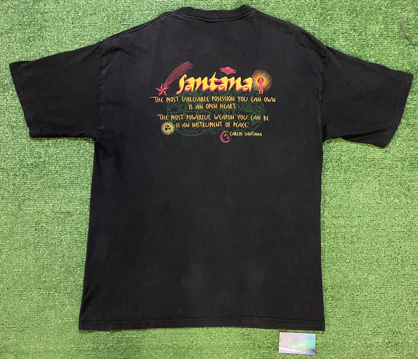 Vintage 1990s Carlos Santana heaven smiles double sided tee