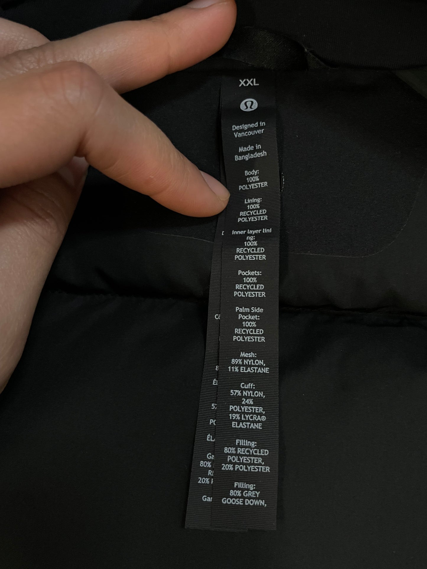 Lululemon wunder puff black jacket