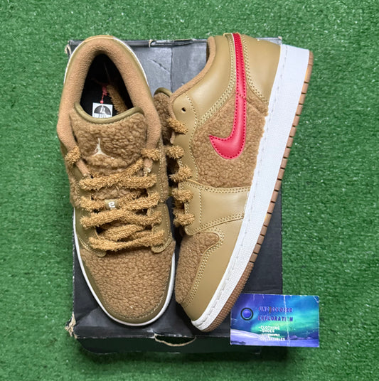 Jordan 1 Low Teddy Bear 7 Youth/8.5 Women “Preowned”