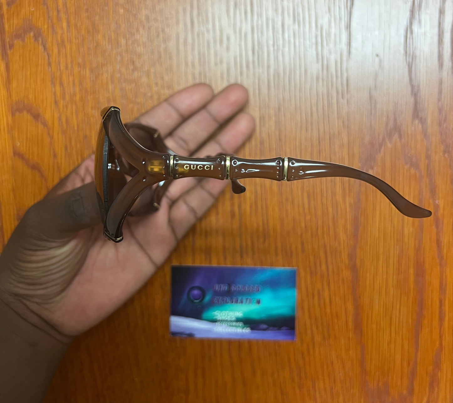 Gucci bamboo brown and gold sunglasses