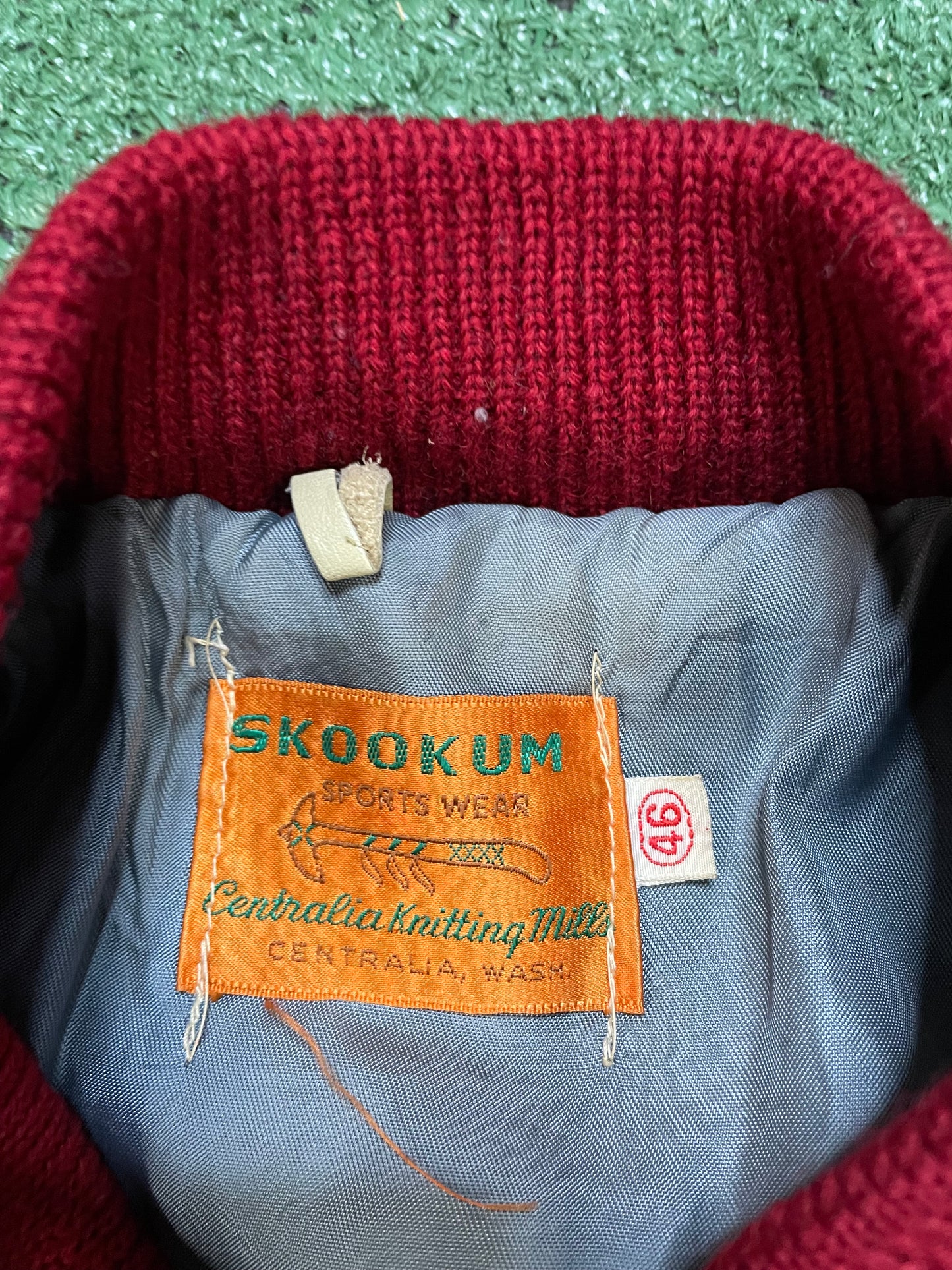 Vintage 1980s Skookum wool & leather varsity jacket