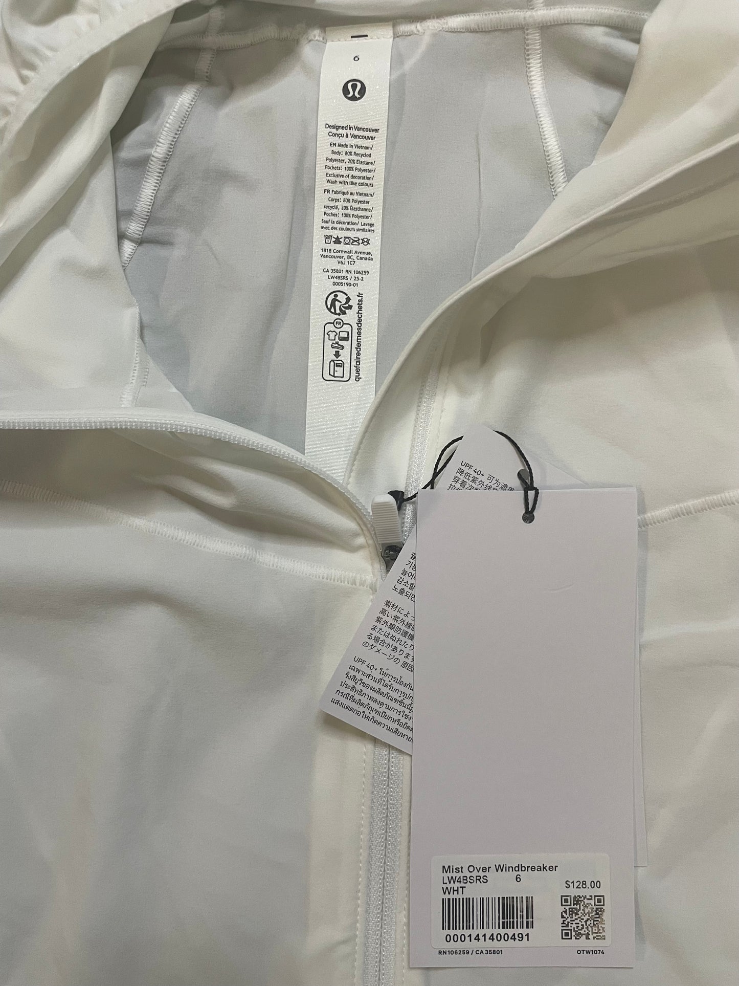 lululemon mist over windbreaker white