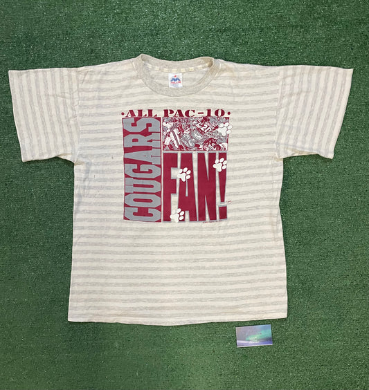 Vintage 1990s WSU Washington state university PAC-10 striped tee