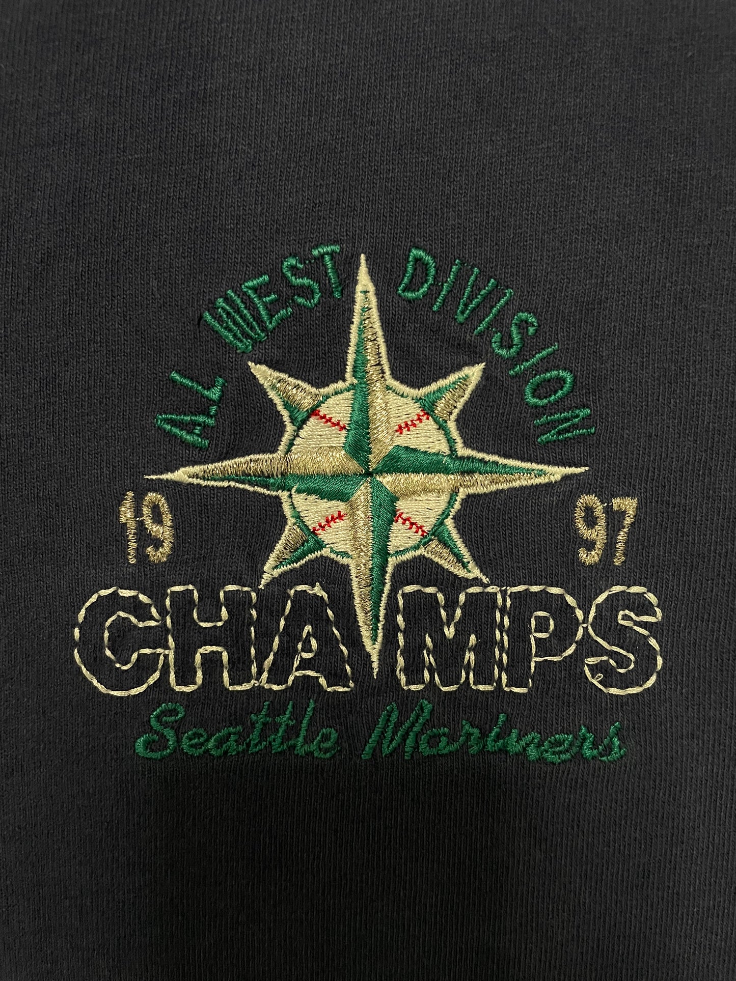 Vintage 1997 Seattle Mariners AL West division champions embroidered tee