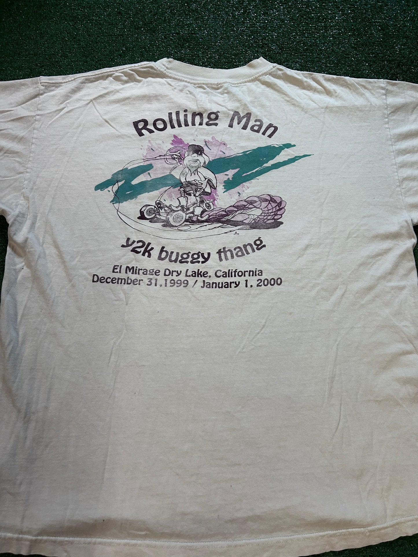 Vintage 1990s rolling man buggy thing distressed tee