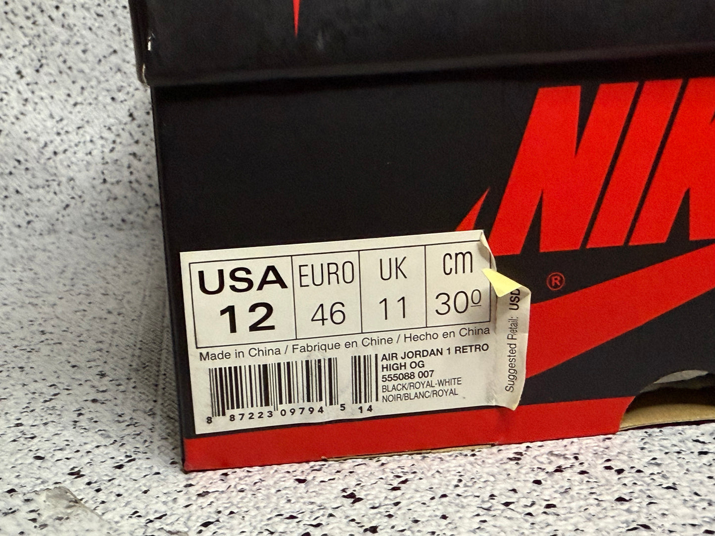 Jordan 1 Royal 2017 12 Men/13.5 Women “Preowned”