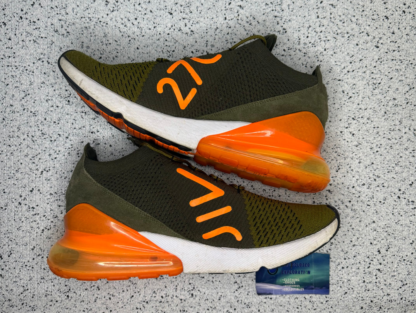 Air Max 270 Flyknit Olive Flake 11 Men/12.5 Women “Preowned”