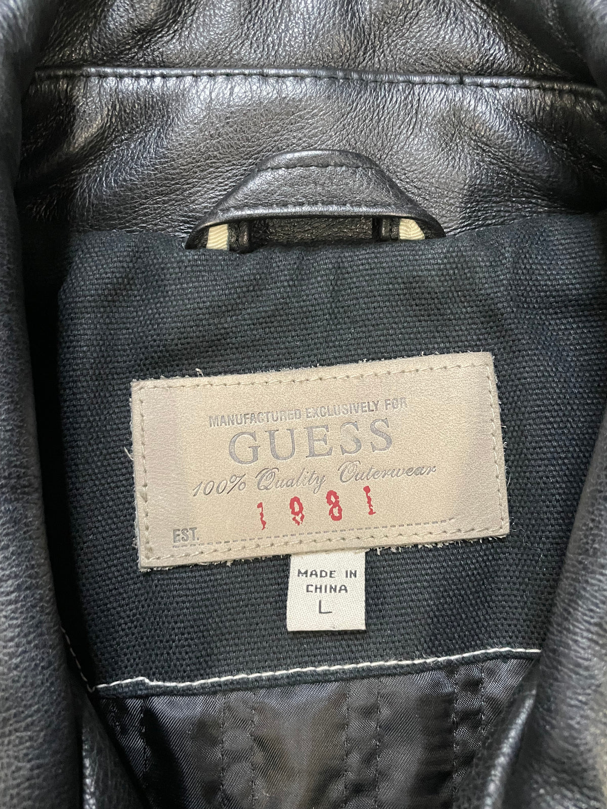 Guess black Leather moto jacket