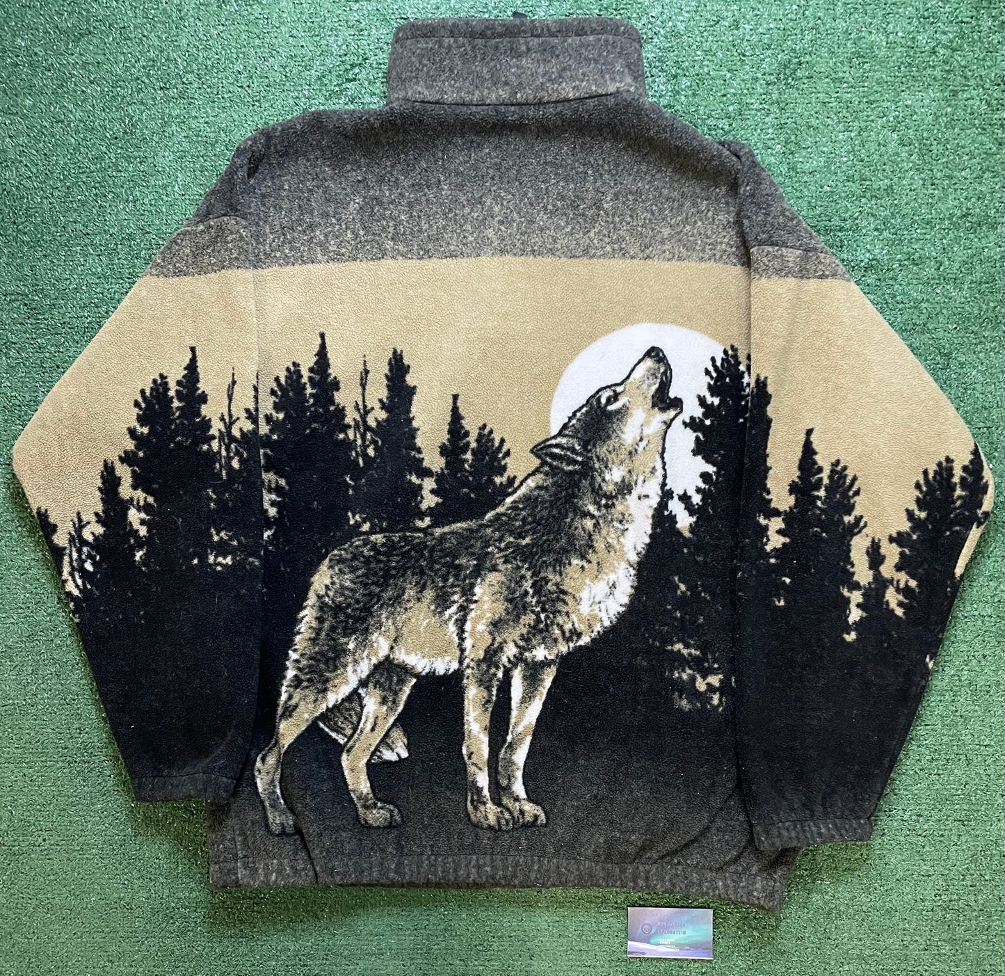 Vintage 1990s Washington wolves all over print quarter zip