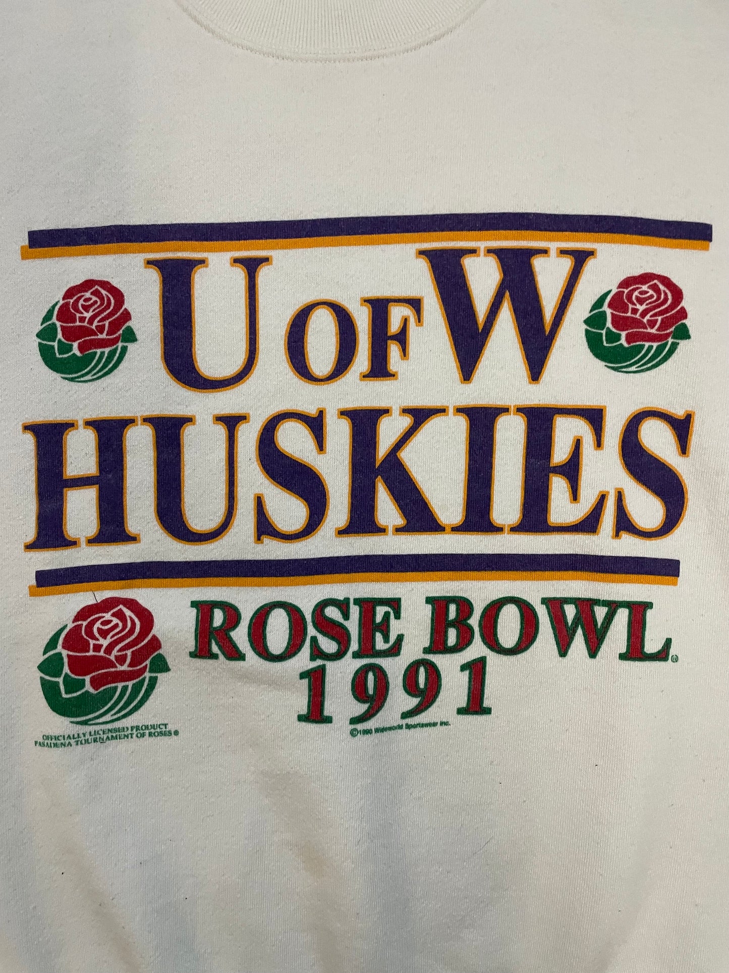 Vintage 1991 University of Washington UW huskies Rose bowl crewneck