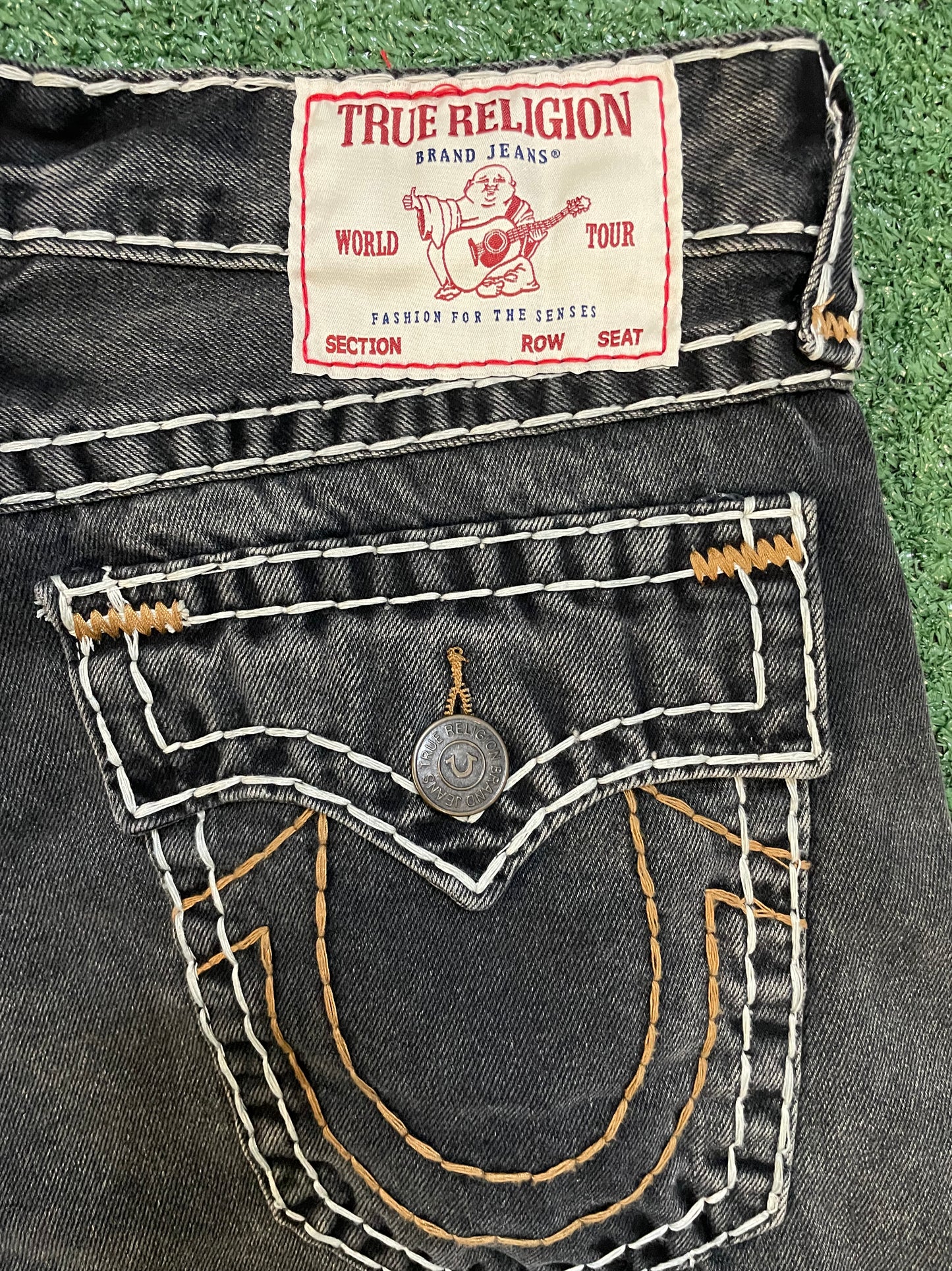 True Religion Rocco flap dark metal wash Jean shorts