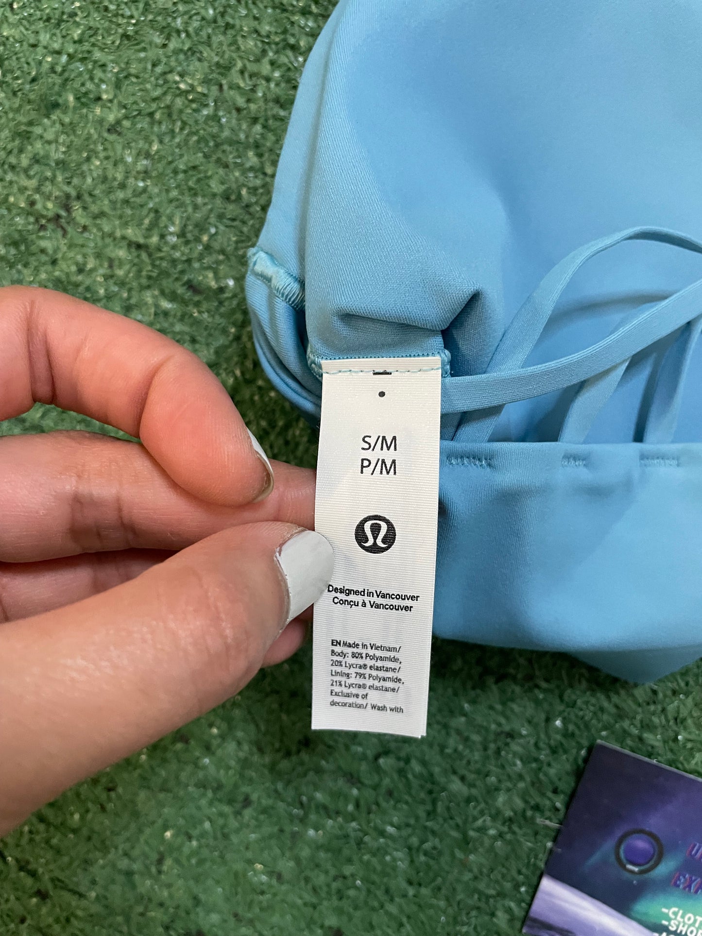 Lululemon FlexyFlex strappy yoga bra light blue
