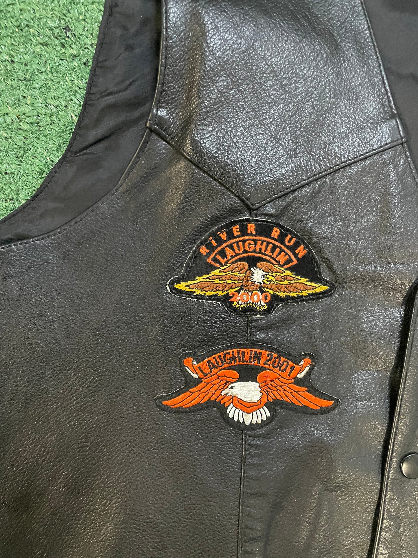 Vintage Harley Davidson leather embroidered wings vest