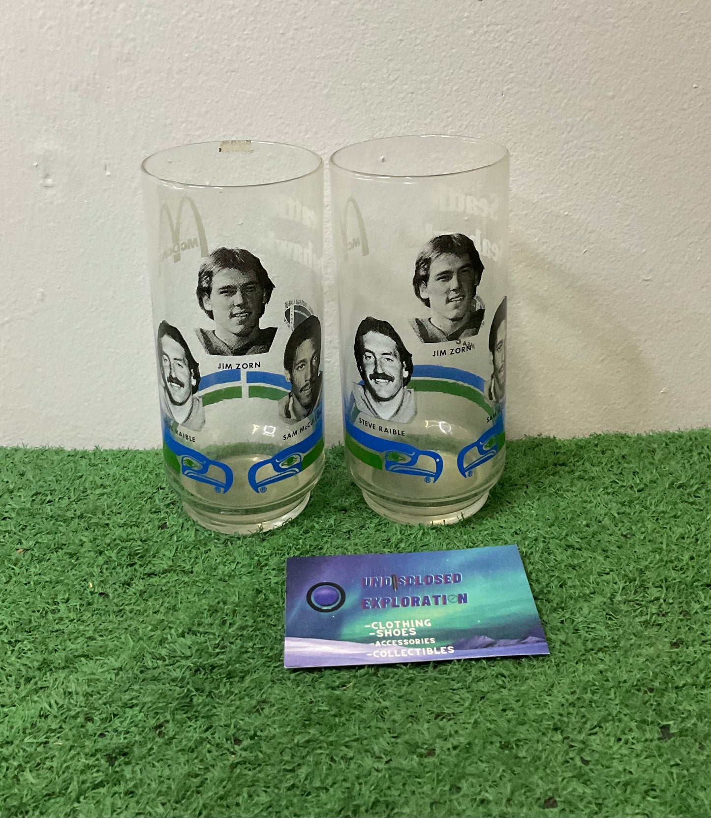 Vintage Seattle Seahawks 1970s Jim Zorn Steve Raible Sam Mcullum Glass Cup Set