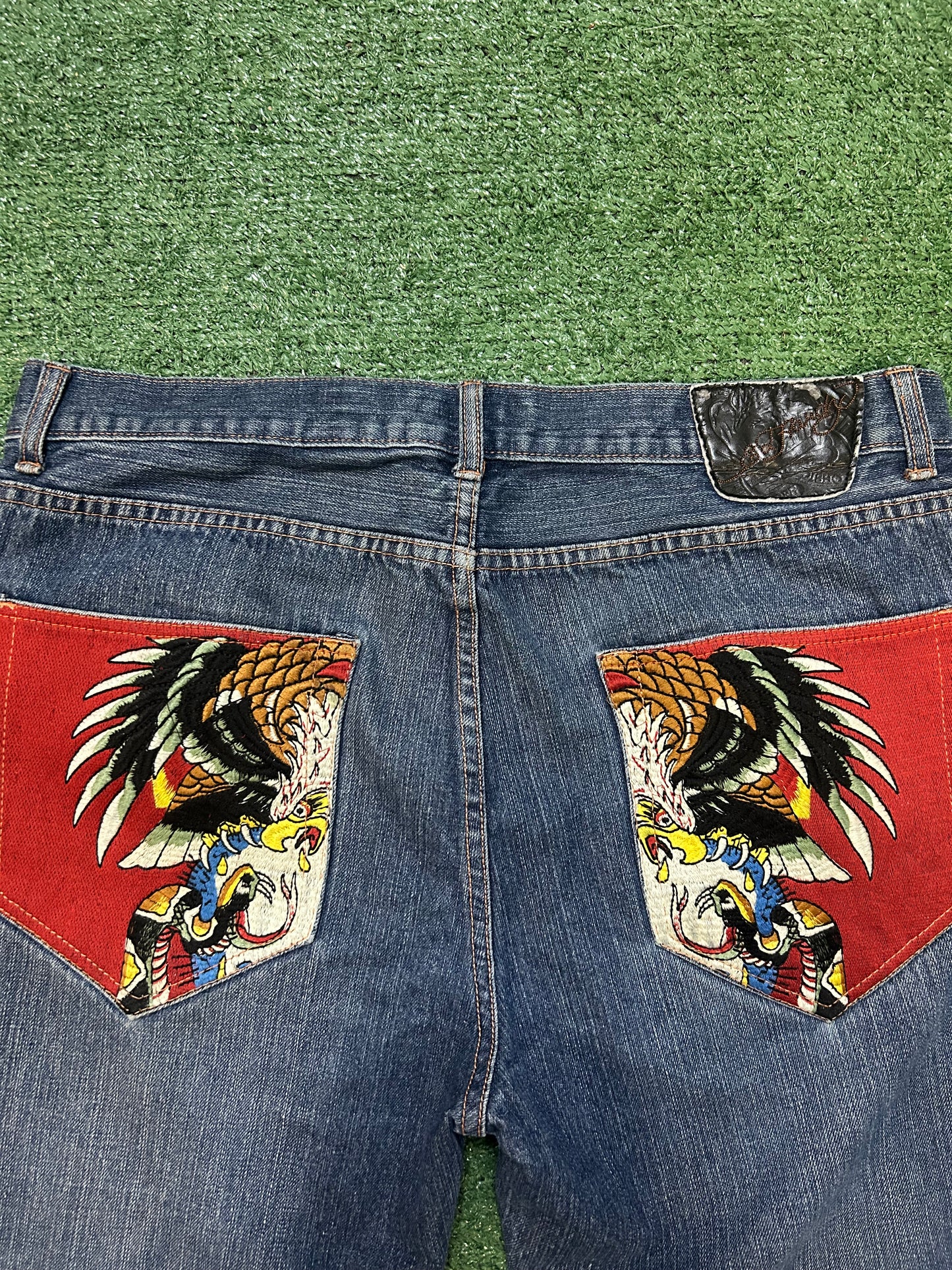 Vintage Ed Hardy eagle embroidered jeans