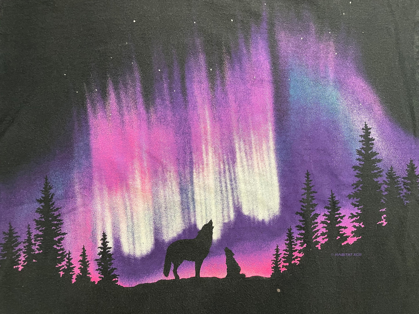 Vintage 1990s Wolf northern lights tee