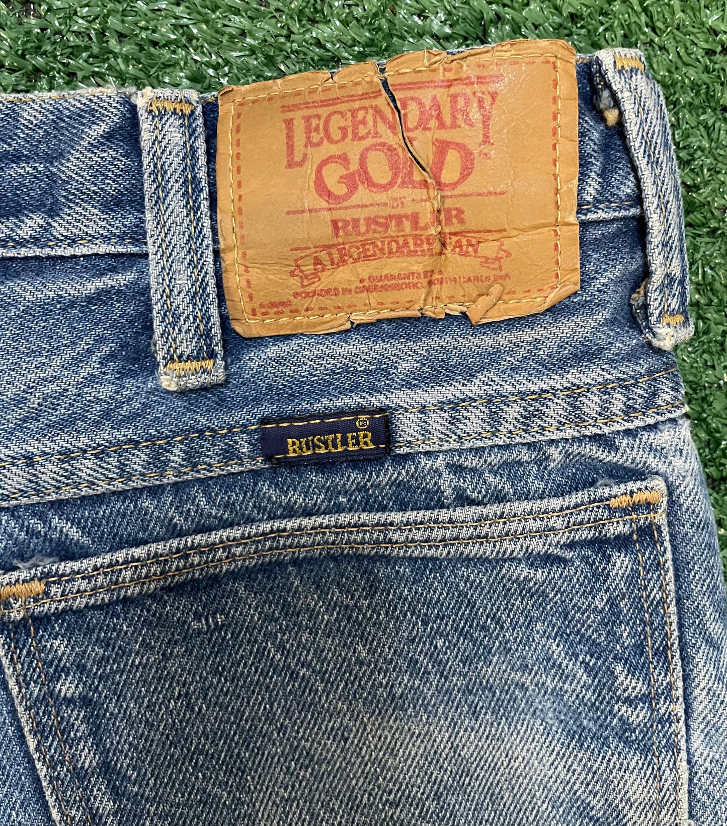 Vintage 1980s Rustler legendary gold blue jean shorts