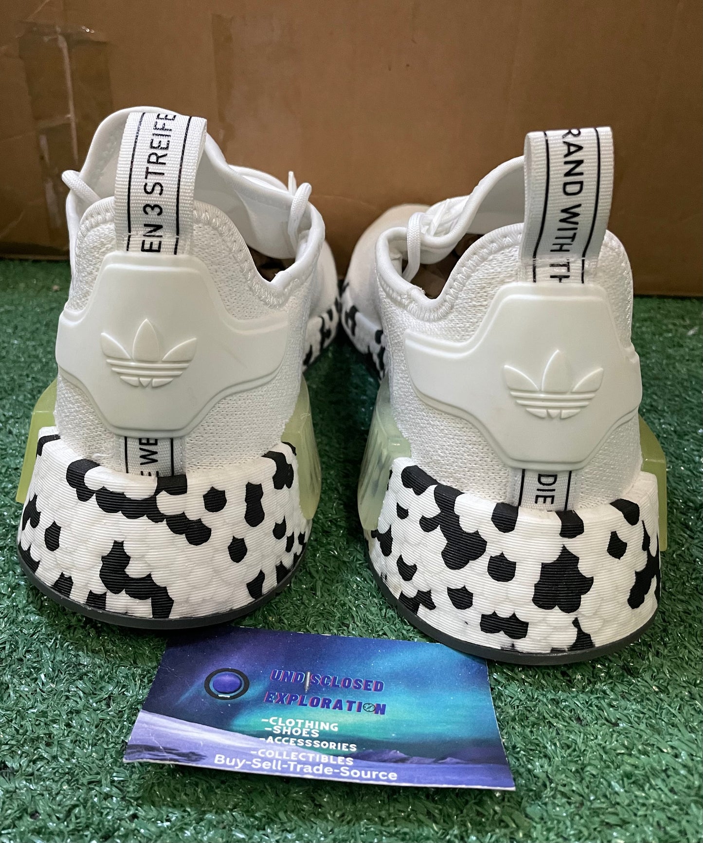 Adidas Nmd R1 white black color splash size 10men/11.5women