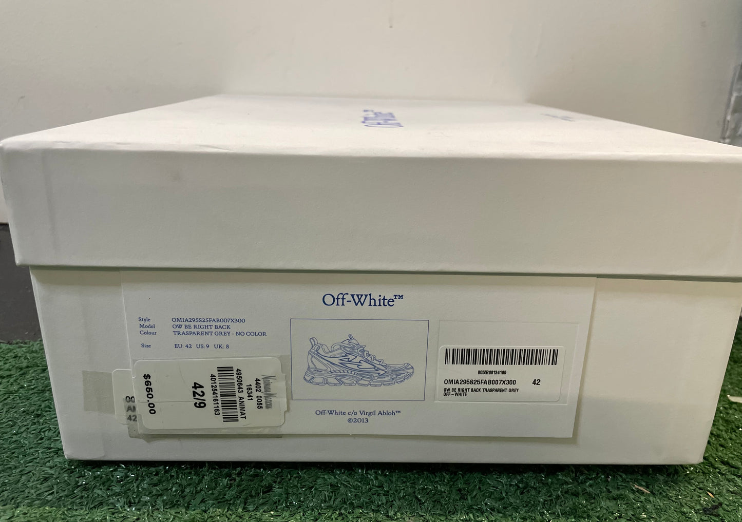 Off White be right back transparent grey size 9men/10.5women(EU 42)