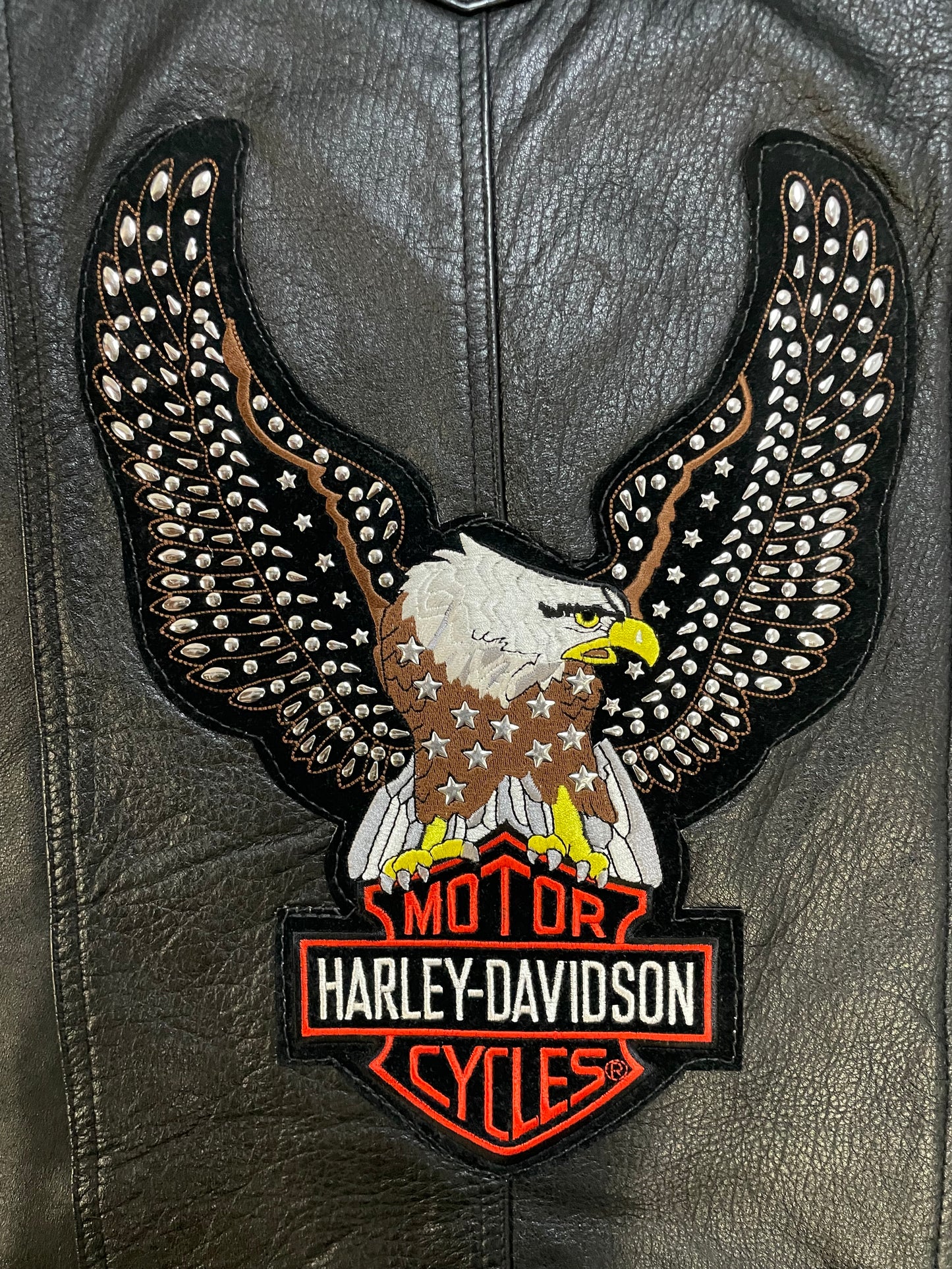 Vintage Harley Davidson leather embroidered eagle vest