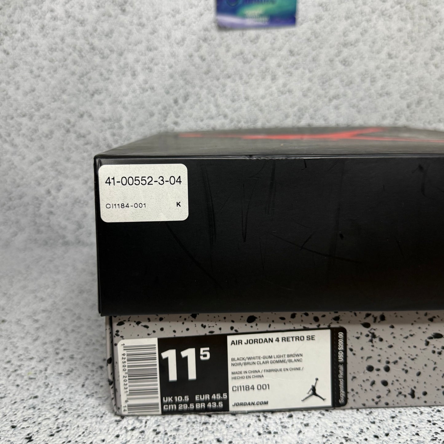 Jordan 4 Laser Black Gum 11.5 Men/13 Women “Preowned”