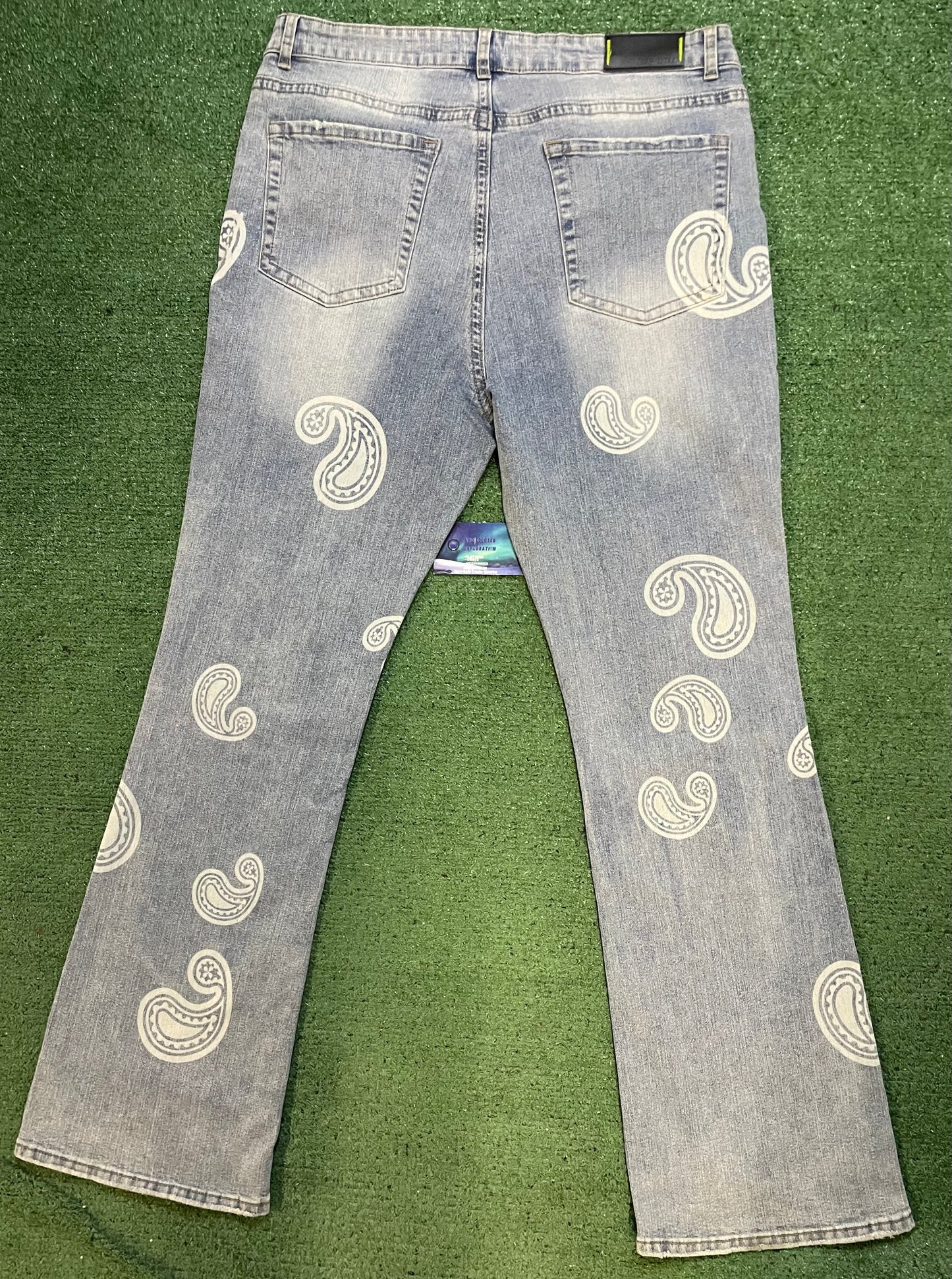 Eptm white paisley denim jeans