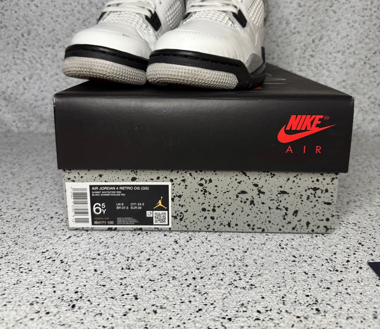 Jordan 4 White Cement 6.5 Youth/8 Women “Preowned”