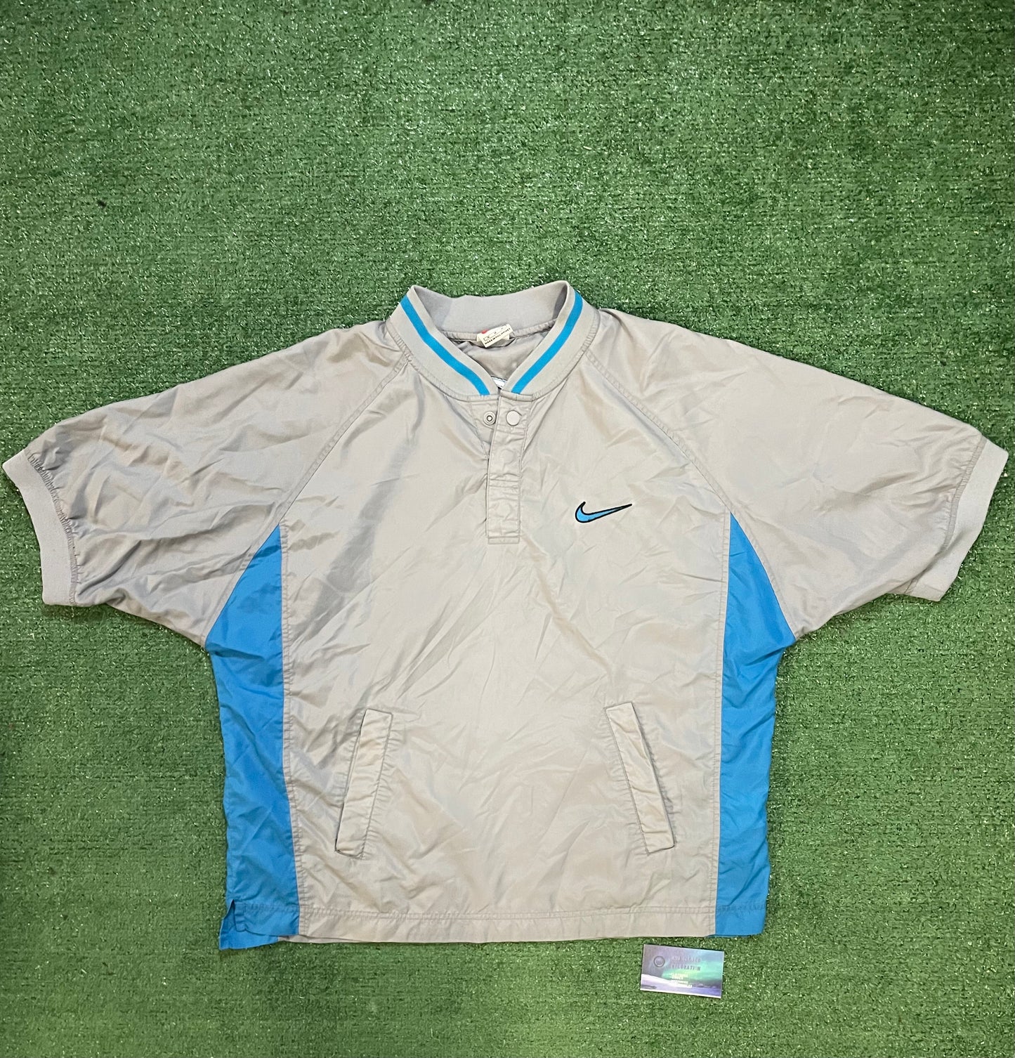 Vintage 1990s Nike short sleeve windbreaker blue and grey