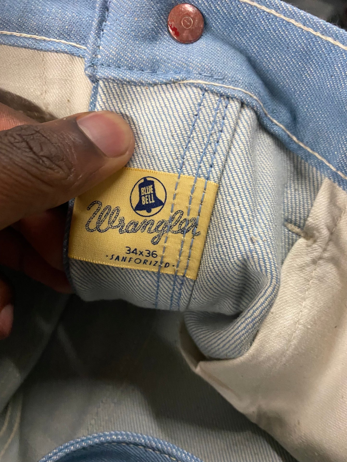 Vintage 1950s wrangler light blue sanforized jeans
