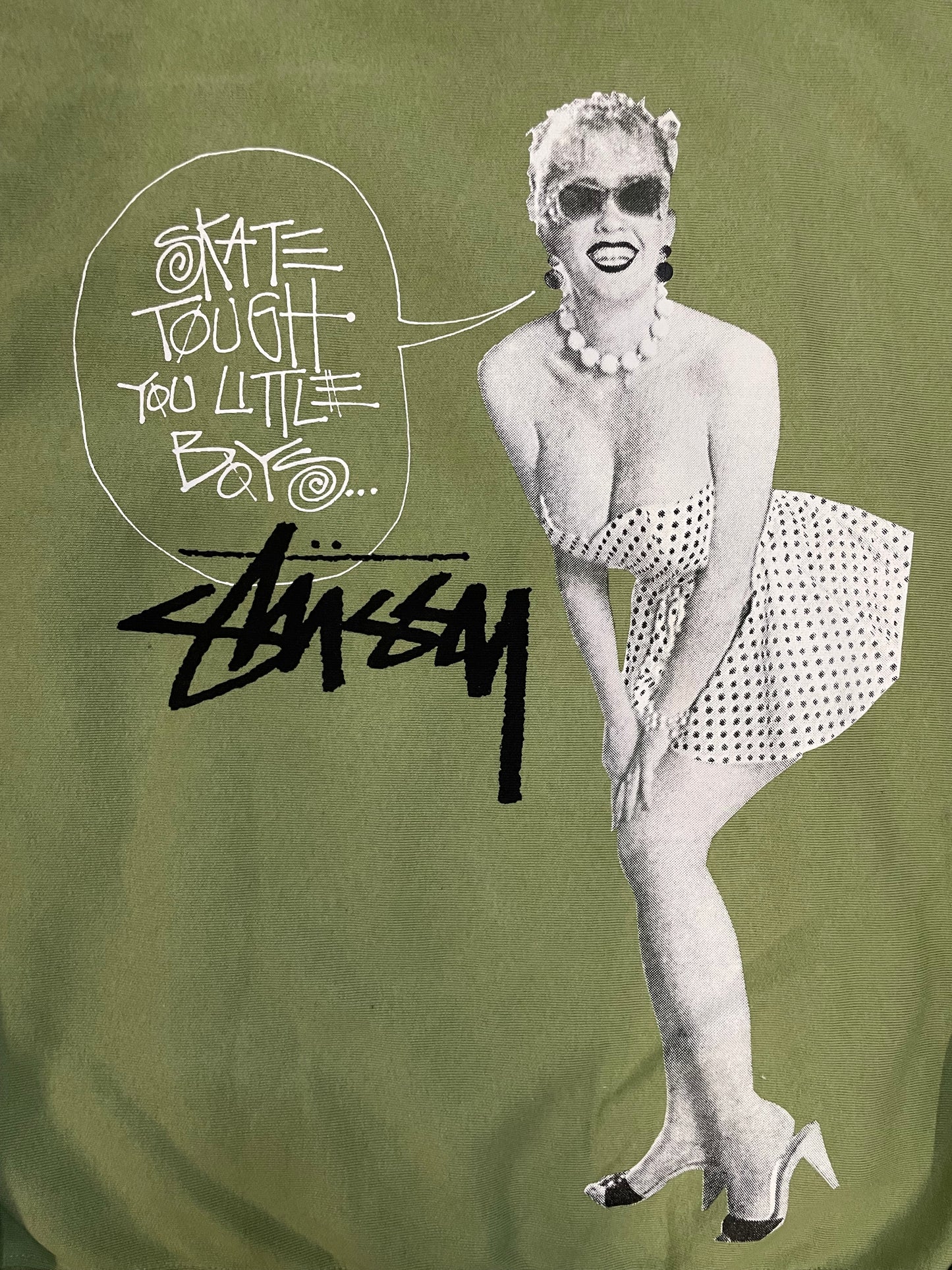 Stussy skate tough moss green zip up hoodie