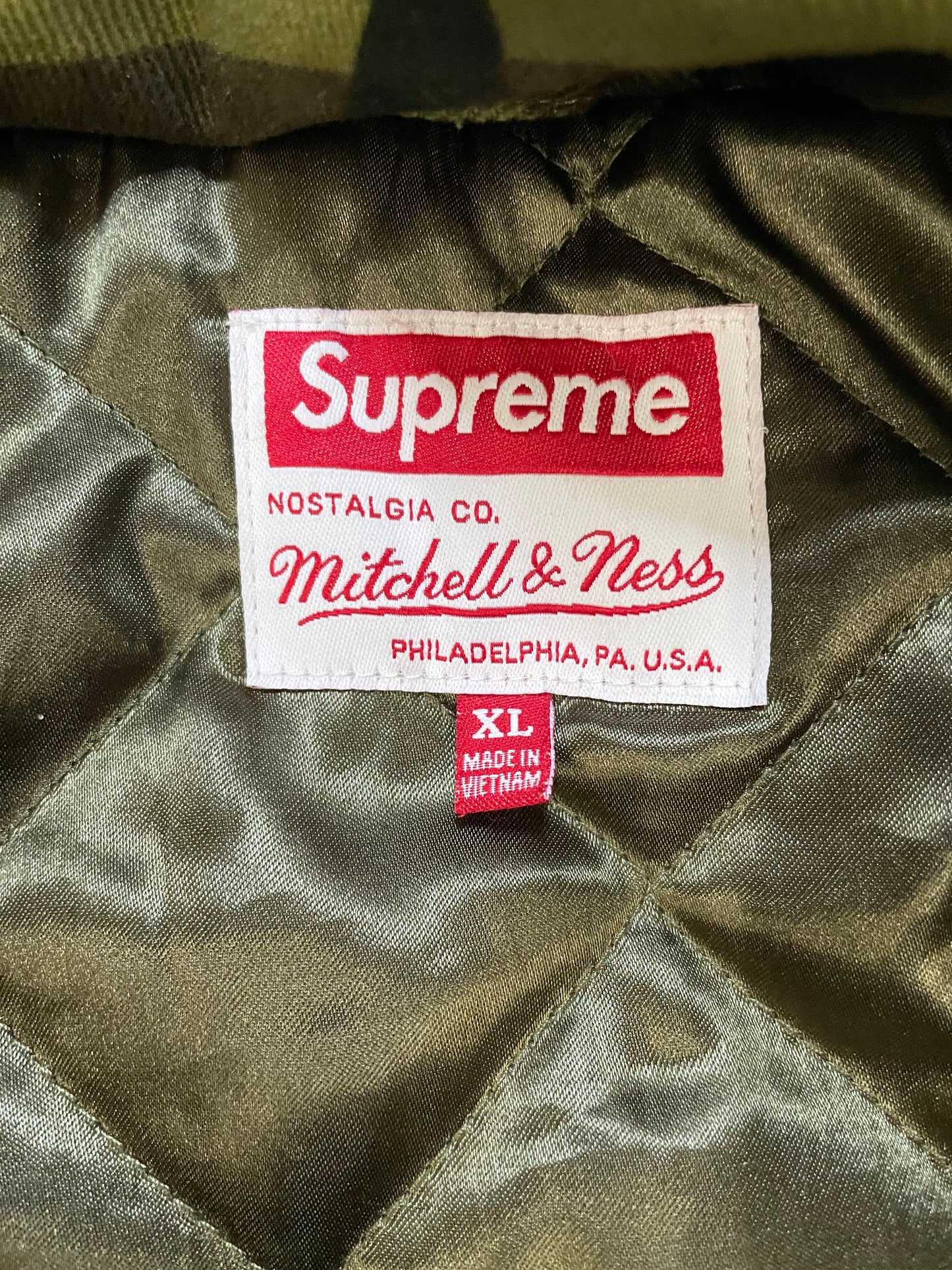 Supreme X Mitchell & ness twill stadium camo jacket